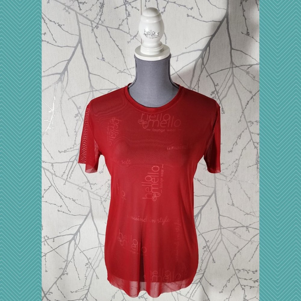 Wilfred Free Red Mesh Sheer Crewneck Jamilla Tee